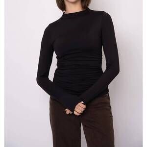 NEW RD STYLE funnel neck ruched top in black